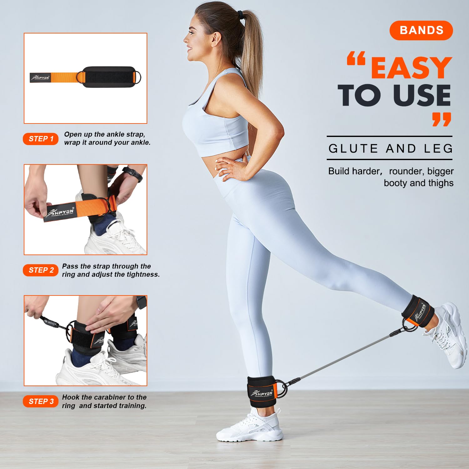 Ankle Resistance Bands with Cuffs for Leg and Glute Training - Exercise Equipment HPYGN