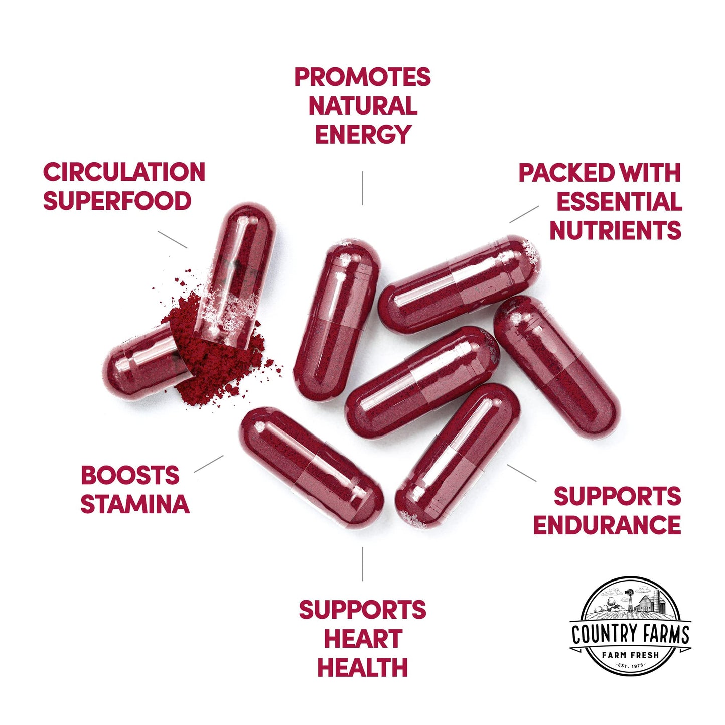 COUNTRY FARMS Bountiful Beets Root Capsules, Wholefood Beet Extract Superfood