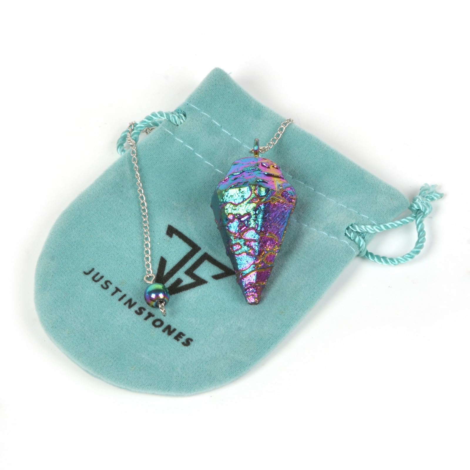 JUSTINSTONES Metallic Rainbow Coated Dragon Blood Fossil Gemstone Rock Crystal Hexagonal JUSTINSTONES