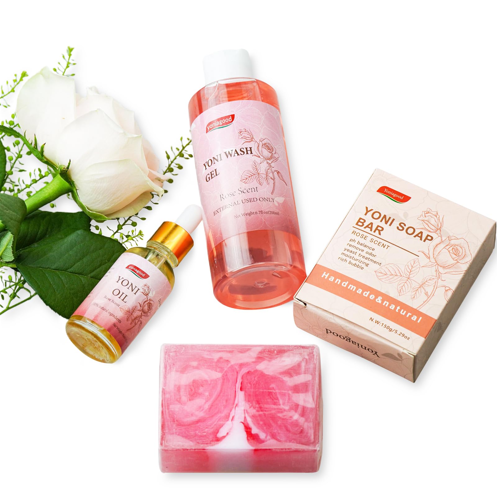 4 pack Yoni Wash Yoni Essential Oil Soap for Women Set, 2 * 30ml Feminine Oil, 6.7 fl.oz Feminine Wash yoniagood