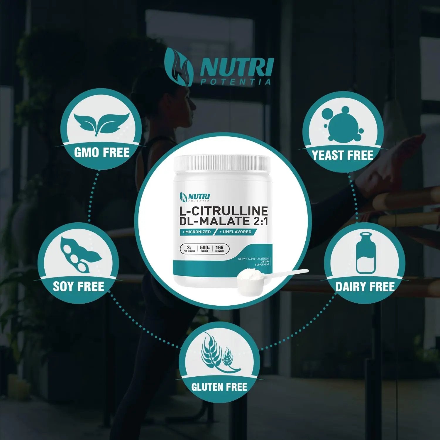 L-Citrulline Dl-Malate 2:1 Powder 500g, Pure L Citrulline Malate Supplement Preworkout Powder, Unflavored, No Additives