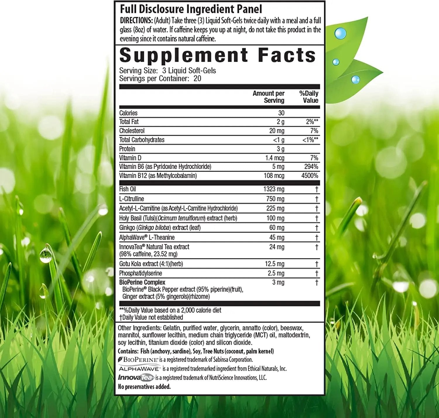 Irwin Naturals Brain Awake Max3 + Nitric Oxide Booster 60 Count with Pill Case