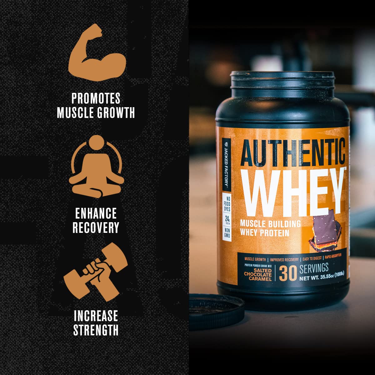 Jacked Factory Authentic Whey Muscle Building Whey Protein Powder - Low Carb Jacked Factory