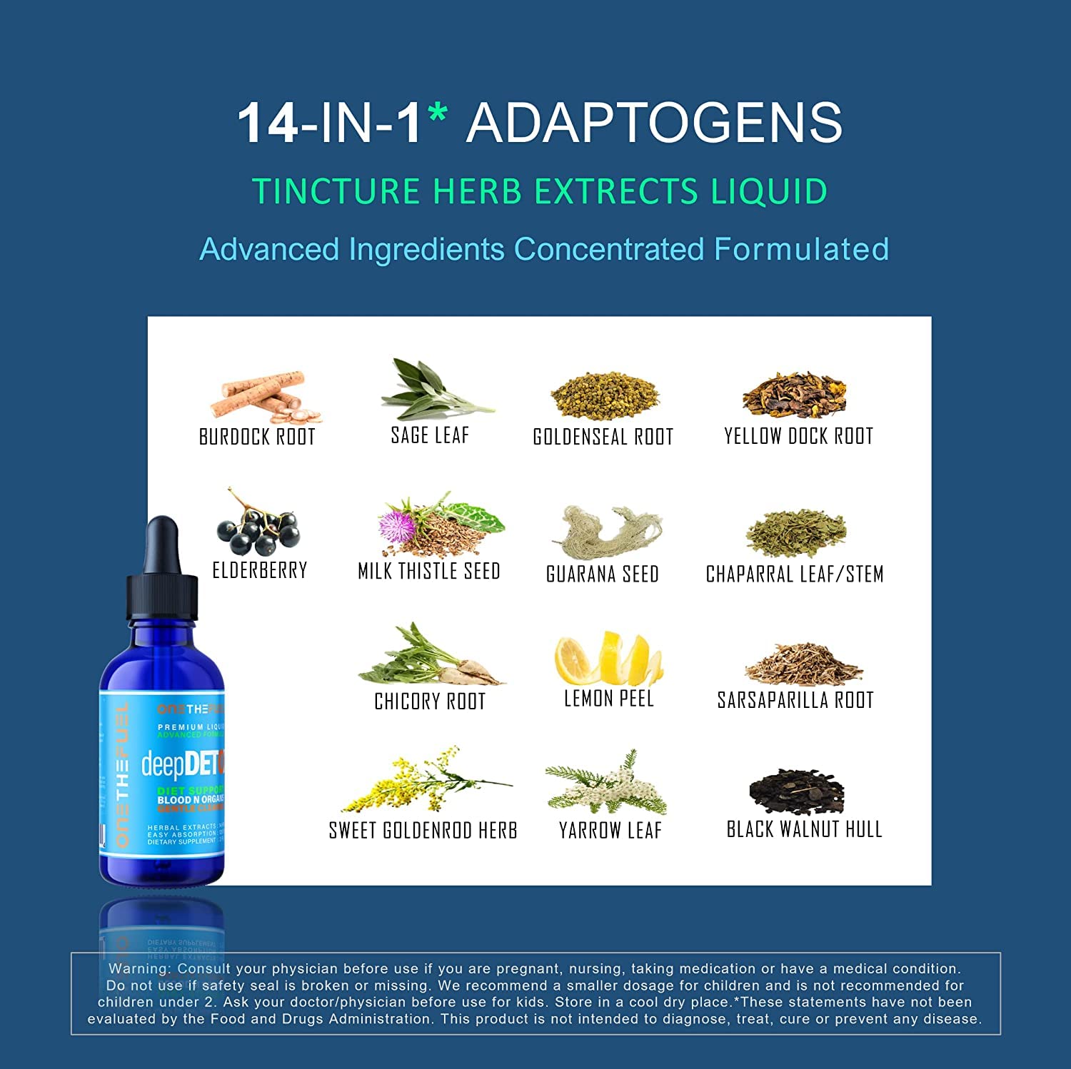 DeepDetox 2oz. Plant-Based Colon Intestinal Gut Liver Cleanse Detox Support. Purify Blood ONETHEFUEL