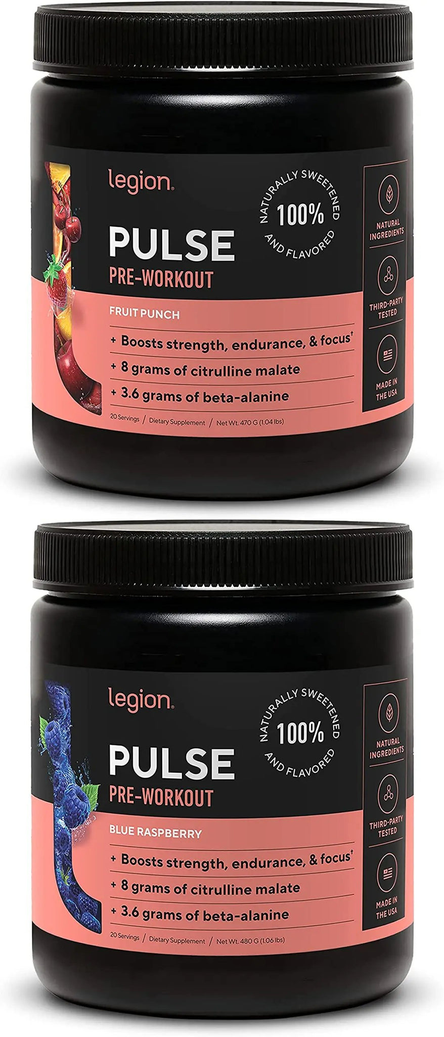 LEGION Pulse Pre Workout Supplement - All Natural Nitric Oxide Preworkout Drink to Boost