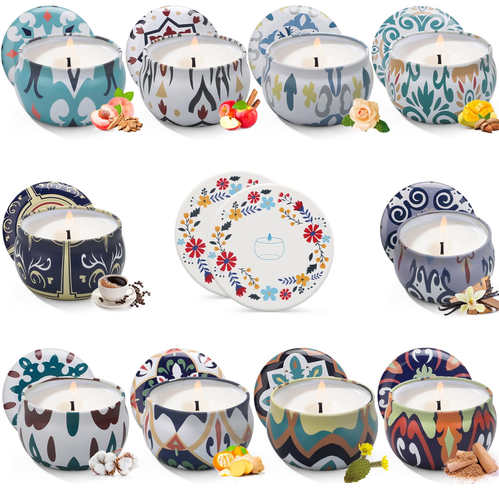 10 Pack Scented Candles Gifts, Aromatherapy Candles for Home Scented with 2 Coasters