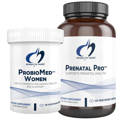 Designs for Health Prenatal & Probiotic Bundle - Prenatal Pro (180 Capsules) Prenatal Multivitamin