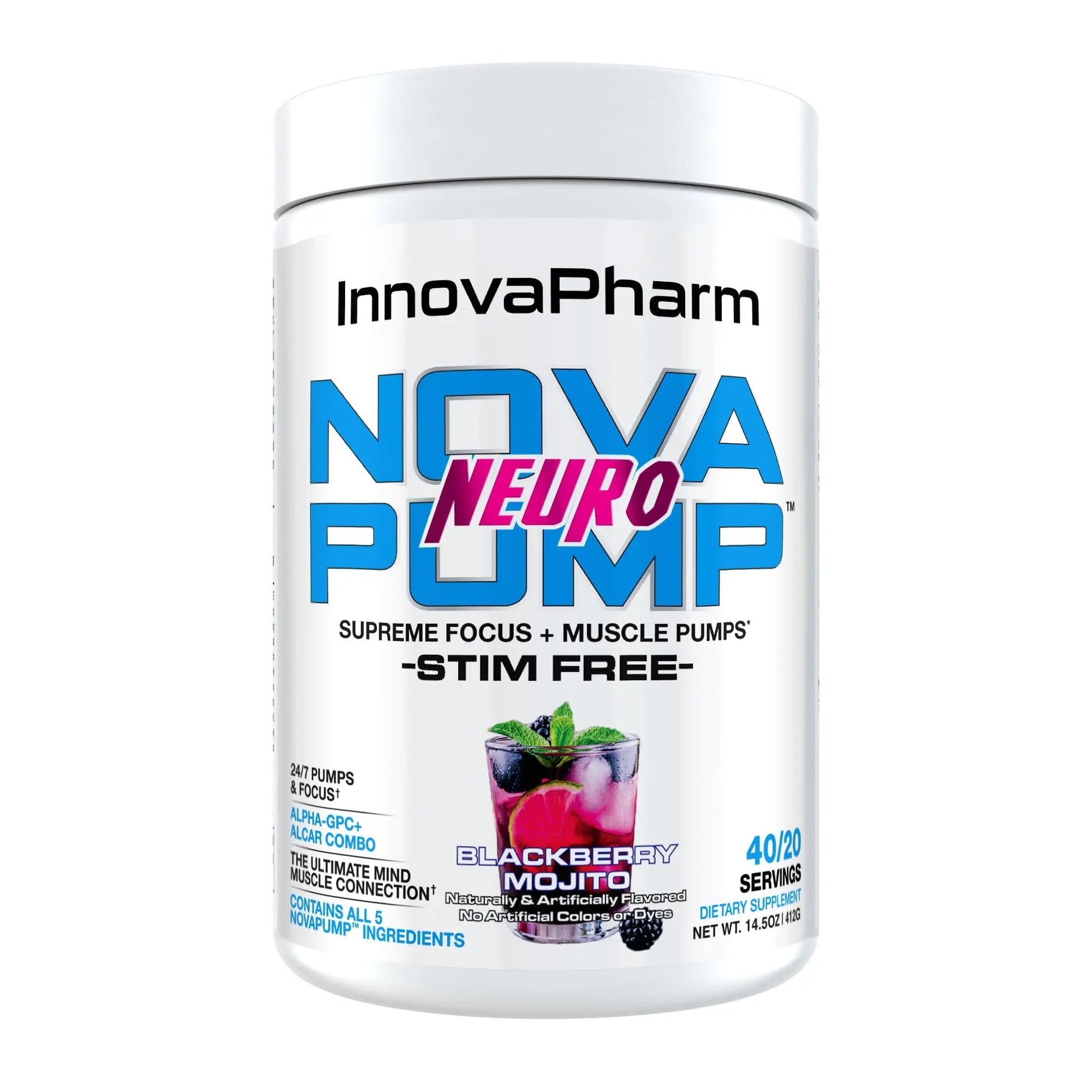 InnovaPharm NOVAPUMP Neuro (BlackBerry Mojito) Powder - 14.5 Ounces