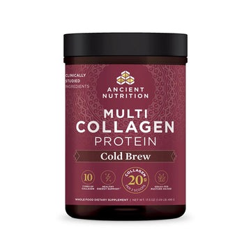 Ancient Nutrition Hydrolyzed Collagen Peptides Powder, Cold Brew Multi Collagen Protein 