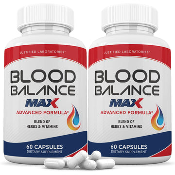 Justified Laboratories (2 Pack Blood Balance Max 1295MG Formula Supplement Pills 