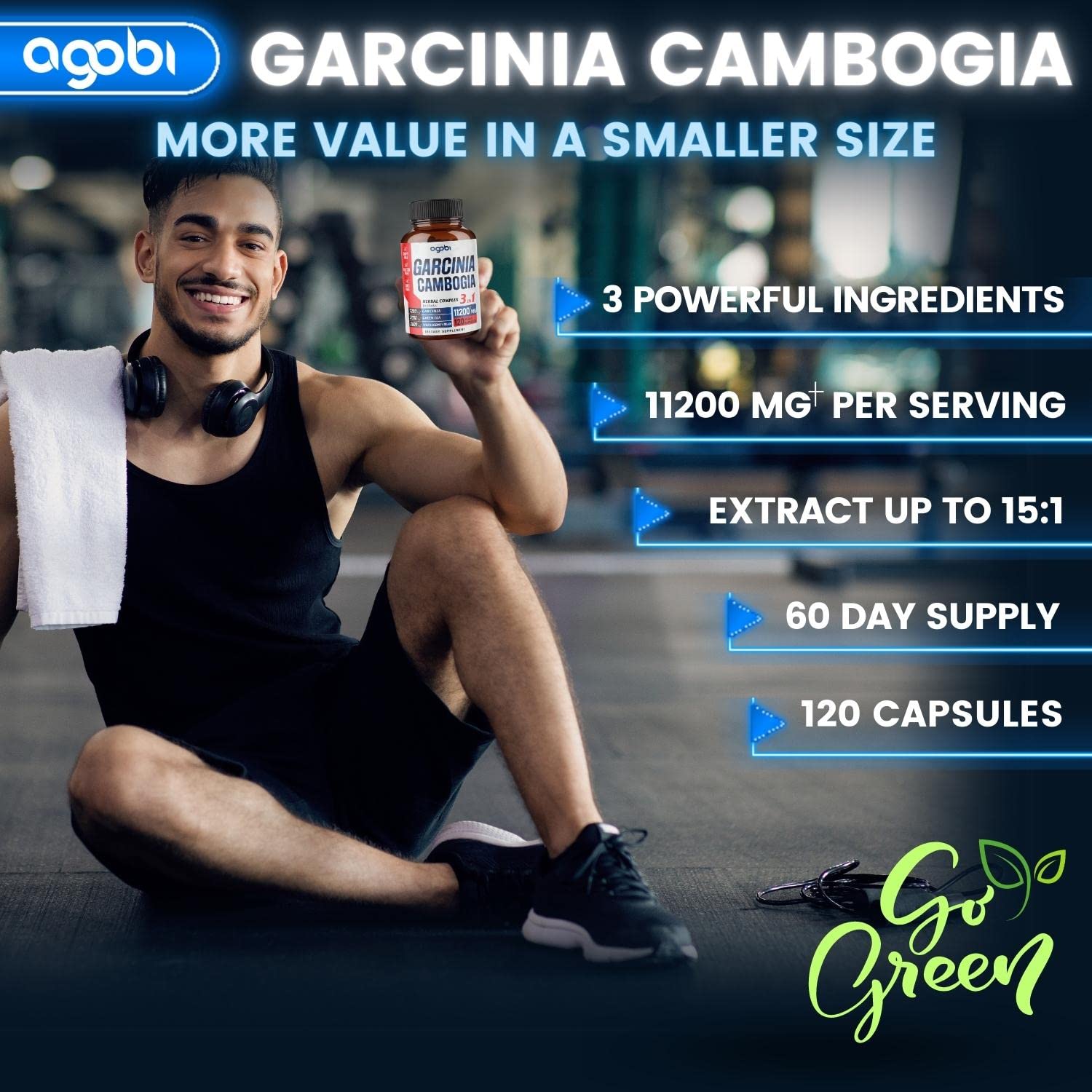agobi 3in1 Garcinia Cambogia Extract Capsules - 11200mg Herbal Supplement for Body Health agobi