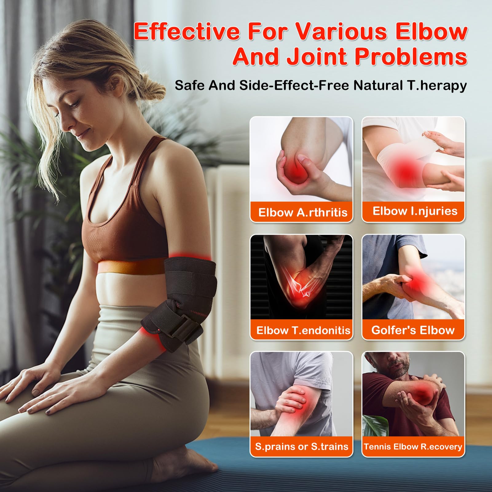 JOBYNA Red and I.nfrared L.ight T.herapy for Elbow Wrap, 850nm Near I.nfrared L.ight & 660nm JOBYNA