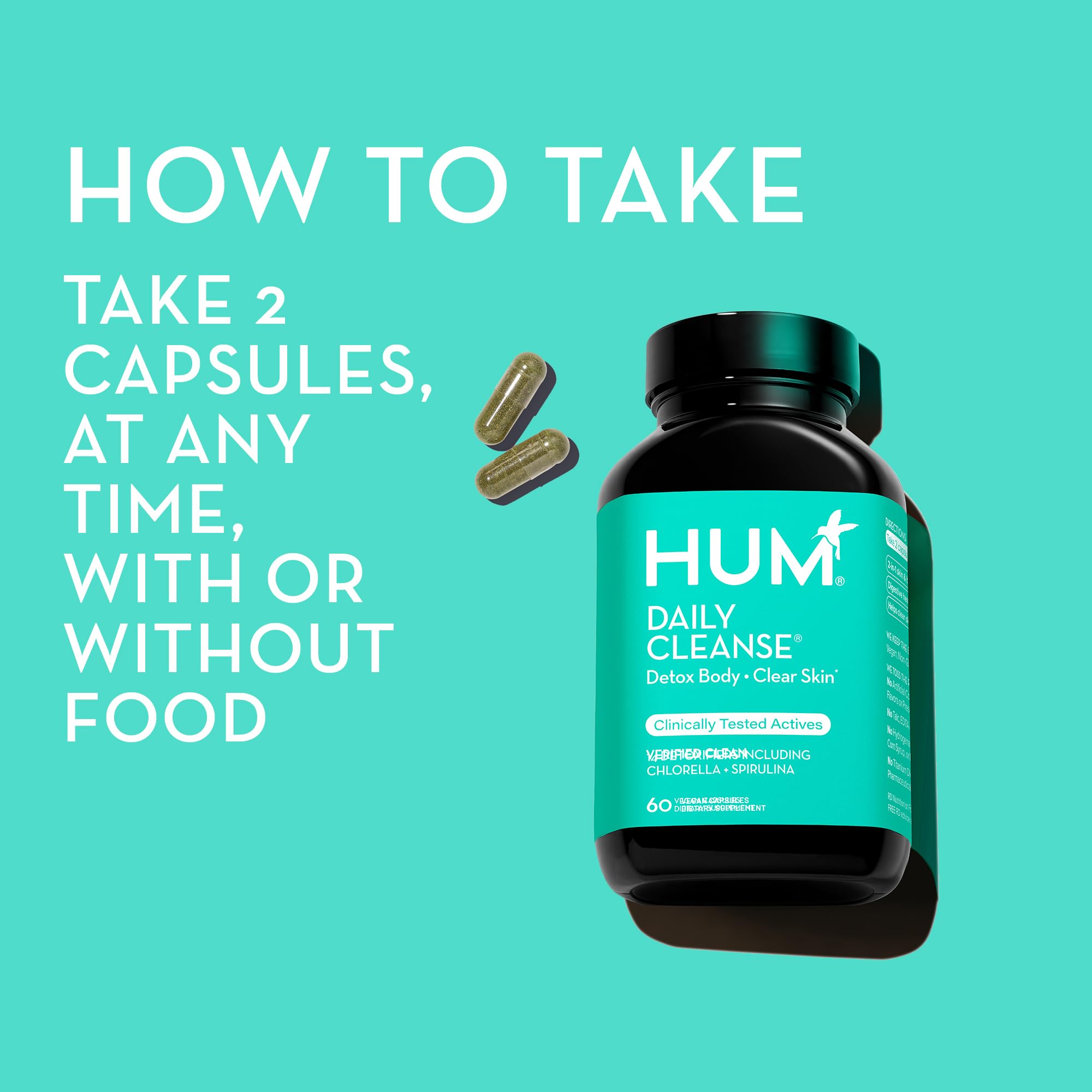 HUM Daily Cleanse Acne Supplements - Support for Clear Skin & Improved Digestion HUM