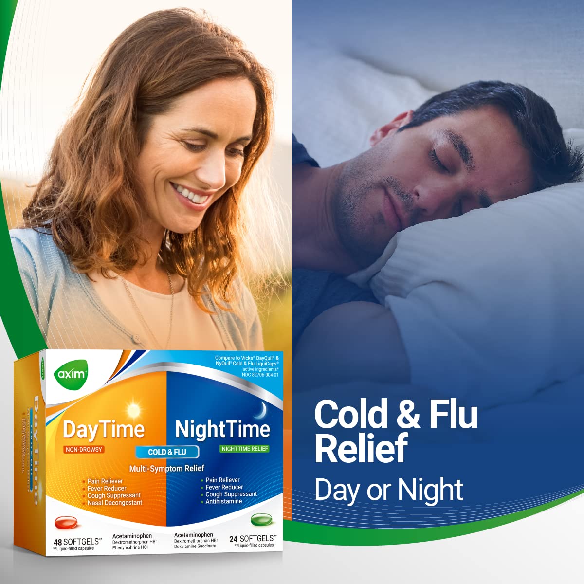 AXIM Day & Night 325-15-5-6.25 mg x 72 softgels AXIM