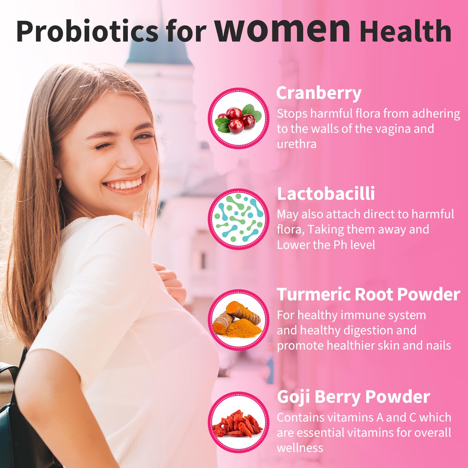 300 Billion CFUs Probiotics for Women,12 Strains Probiotics with Prebiotic Cranberry Heafetine