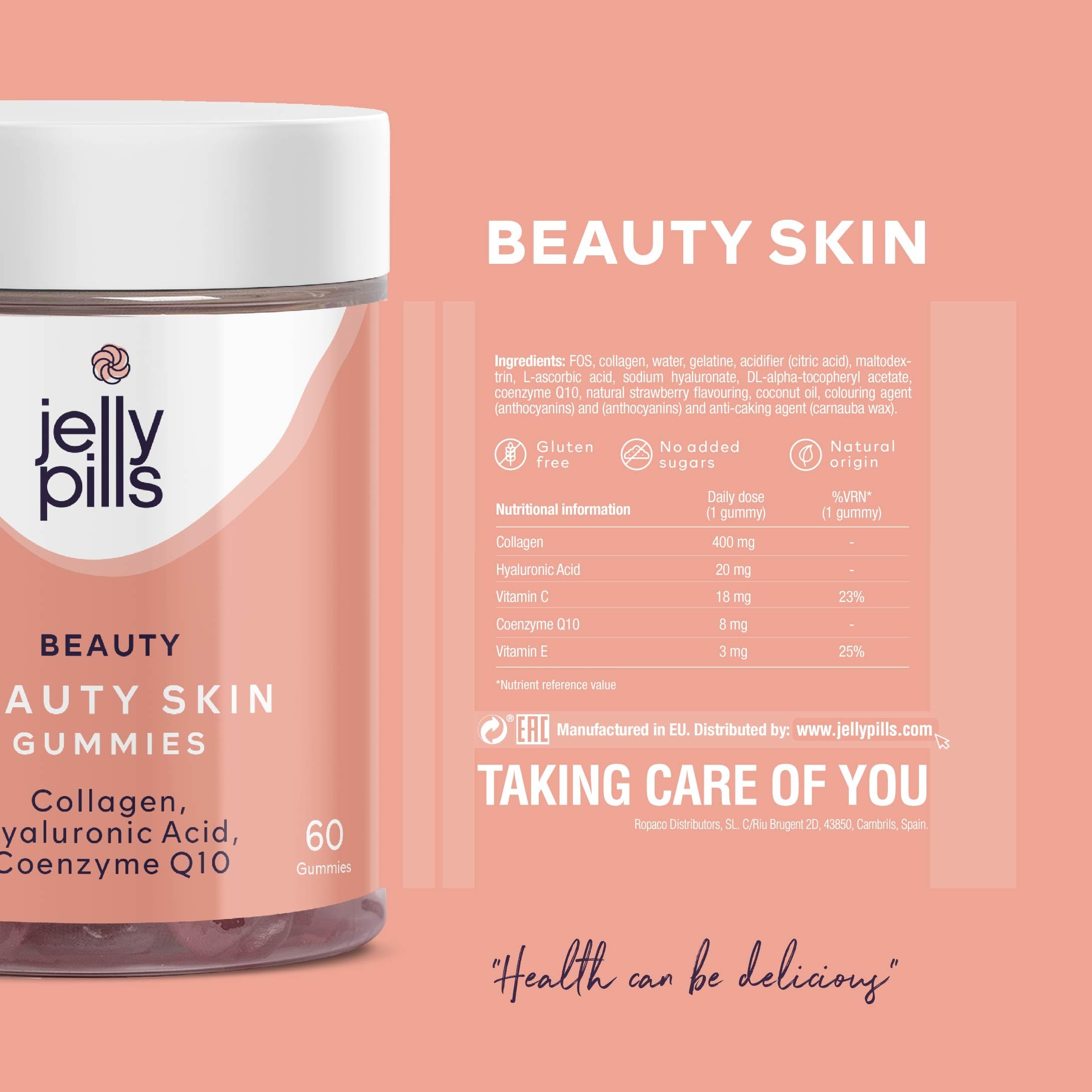 Jelly Pills® Hydrolyzed Collagen Gummies with Hyaluronic Acid and Coenzyme Q10 Jelly Pills