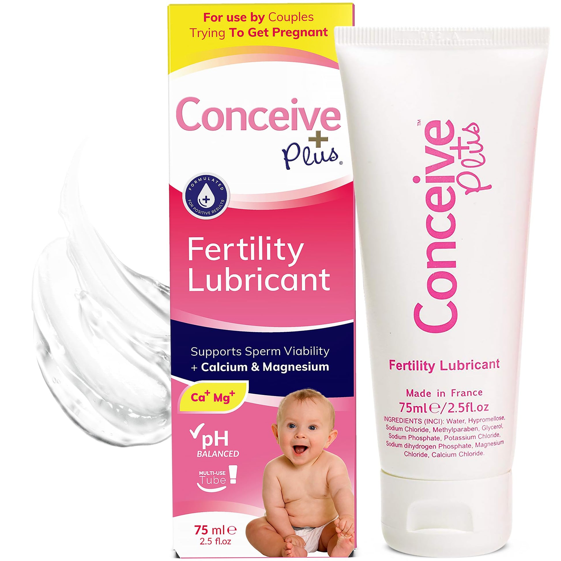 Conceive Plus Fertility Lubricant - Fertility Friendly Lube for Couples Trying to Conceive, 75ml / 2.5 fl oz