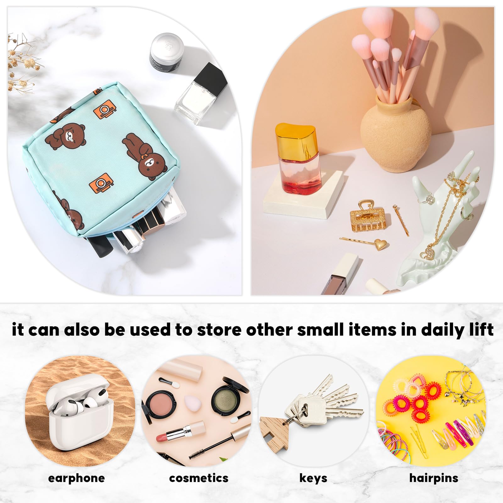 4Pcs Period Bag, Sanitary Pad Storage Bag Samll Period Pouch for Purse Cute Menstrual Period Bag Aster