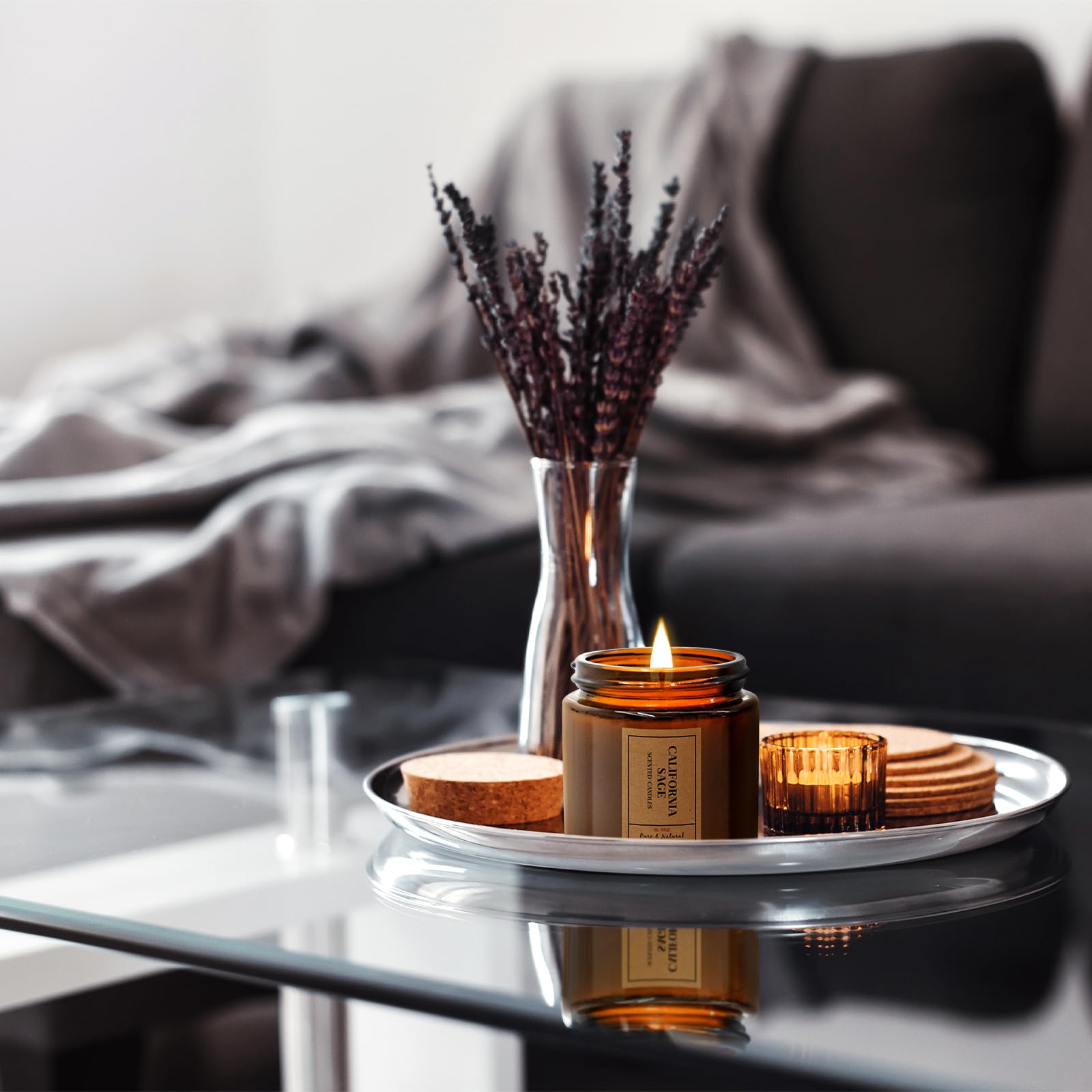 Aromatherapy Candles for Home Scented, 4 Pack Lavender Candles Gifts Set for Women FOMICO