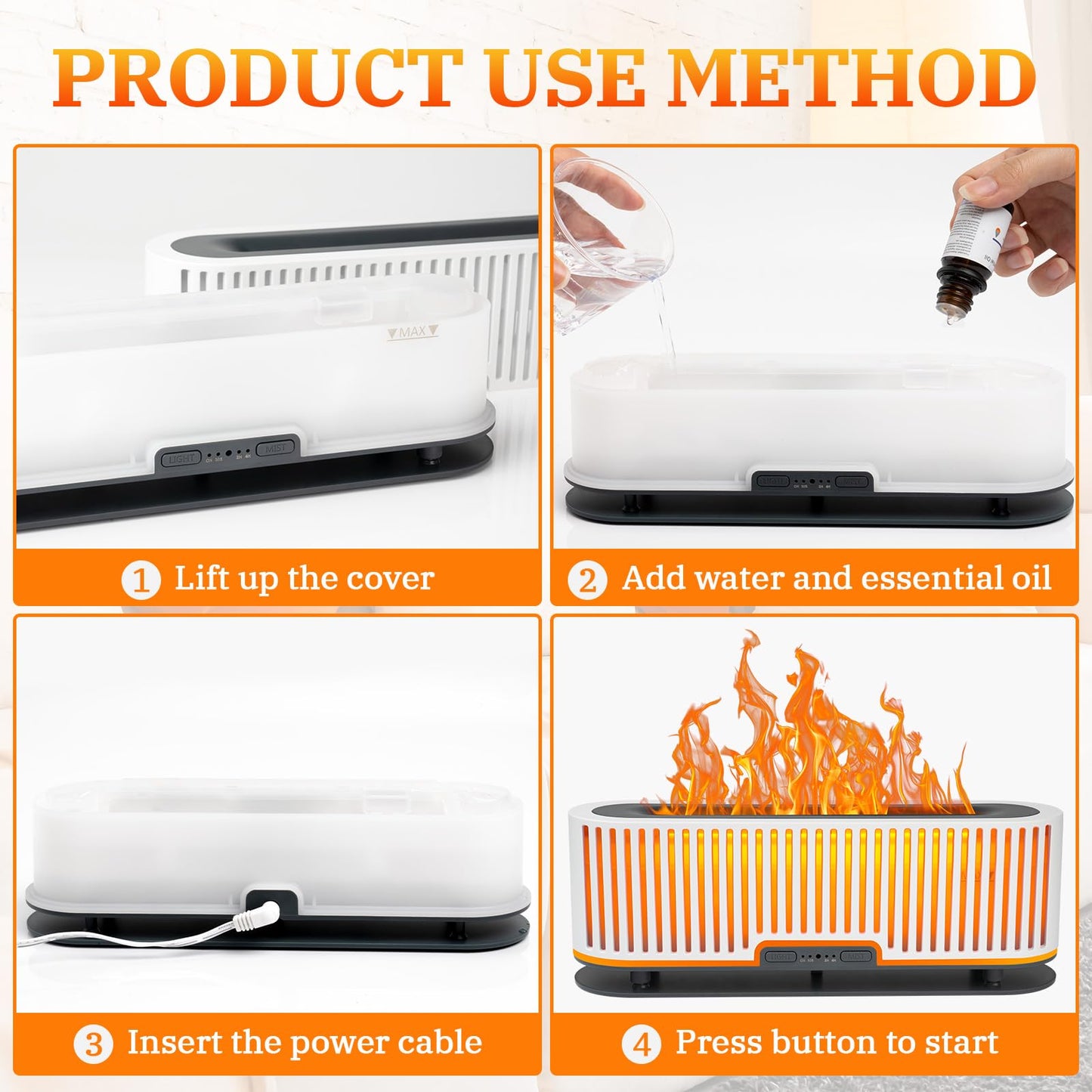 Comfynest Colorful Flame Air Aroma Diffuser Humidifier 7 Flame Colors,200ml Essential Oil