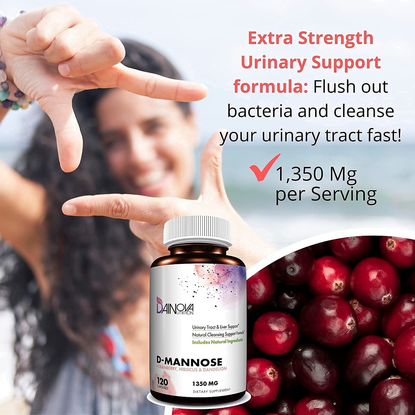 Dainova Nutrition D Mannose Capsules and Probiotics for Women Bundle I Urinary Tract