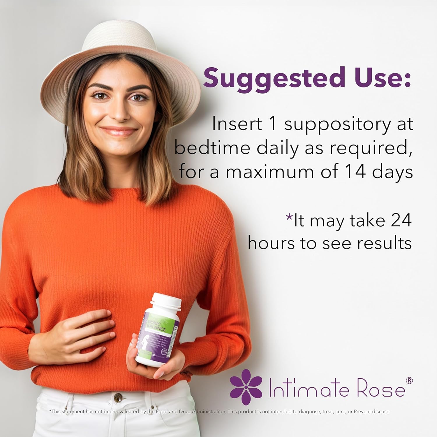 Intimate Rose Boric Acid Suppositories - Manages Odor - Promote pH Balance for Women Vaginal Intimate Rose