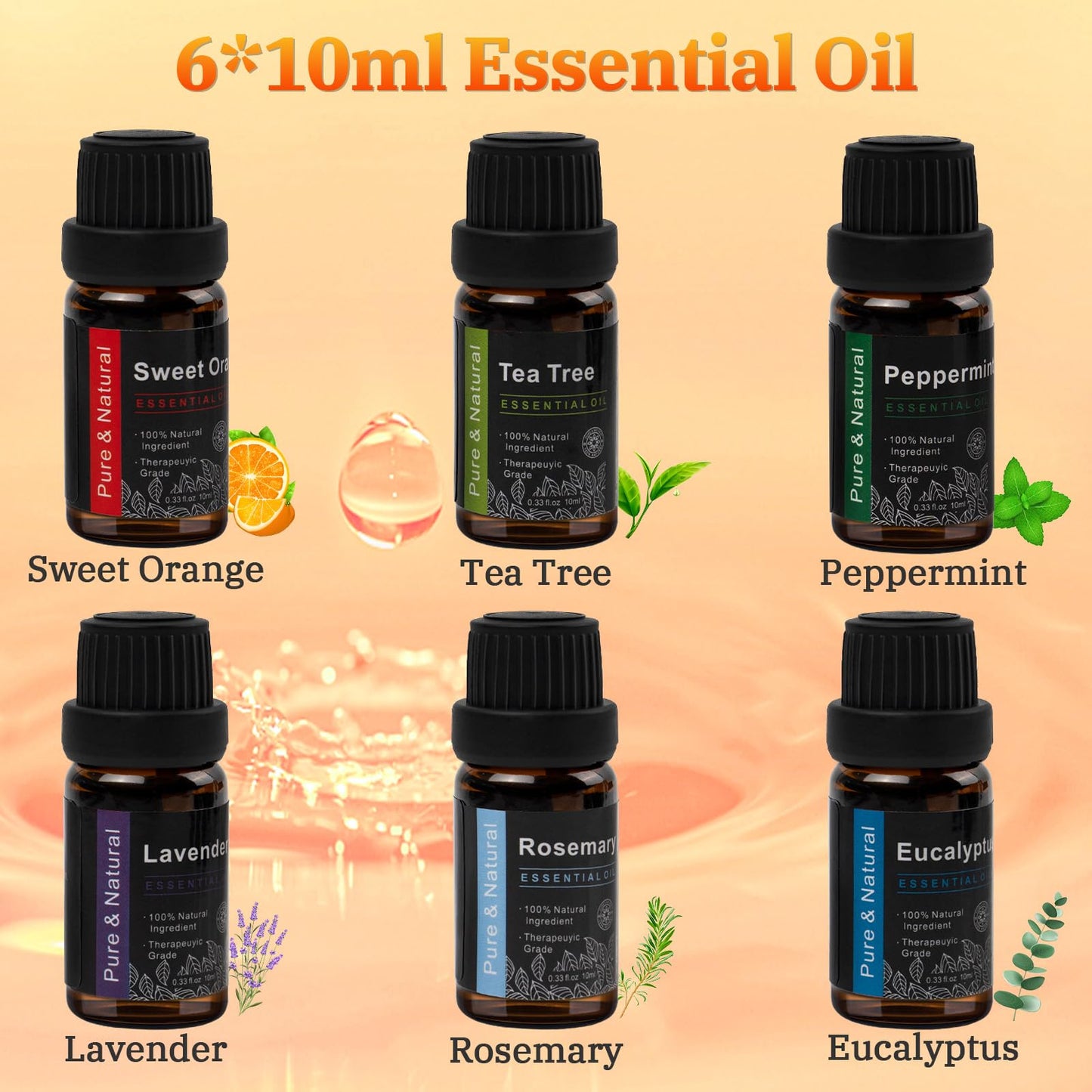 Comfynest Colorful Flame Fire Fireplace Diffuser with 6 Essential Oils Set, Ultrasonic 200ml Essential Oil