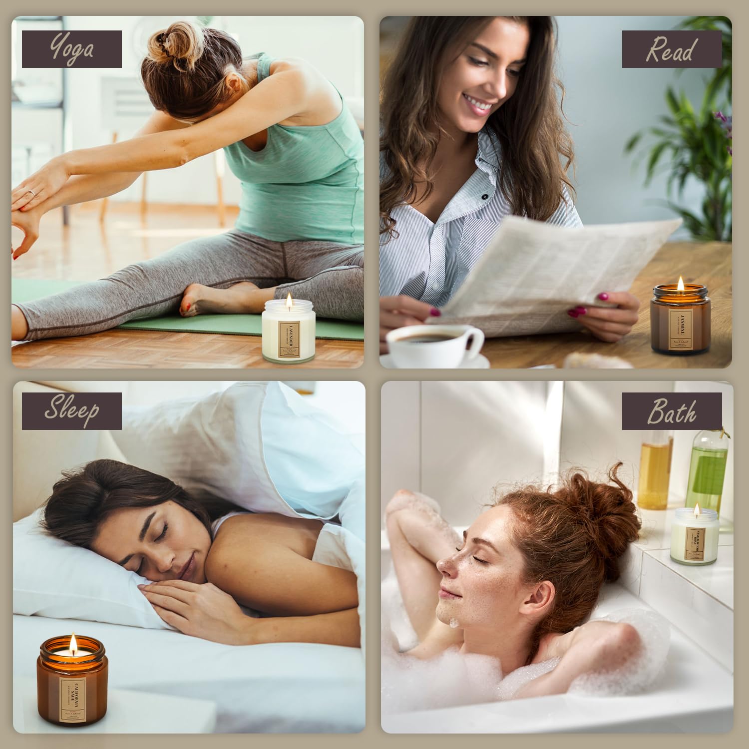 Aromatherapy Candles for Home Scented, 4 Pack Lavender Candles Gifts Set for Women FOMICO