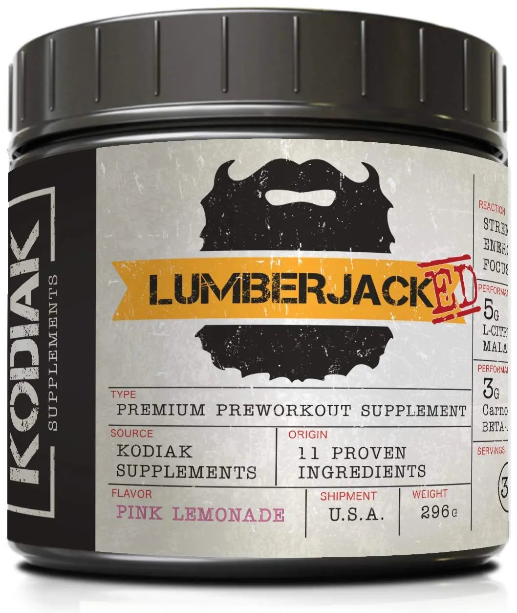 Kodiak Supplements LUMBERJACKED Pre-Workout Supplement with CarnoSyn 30 Servings