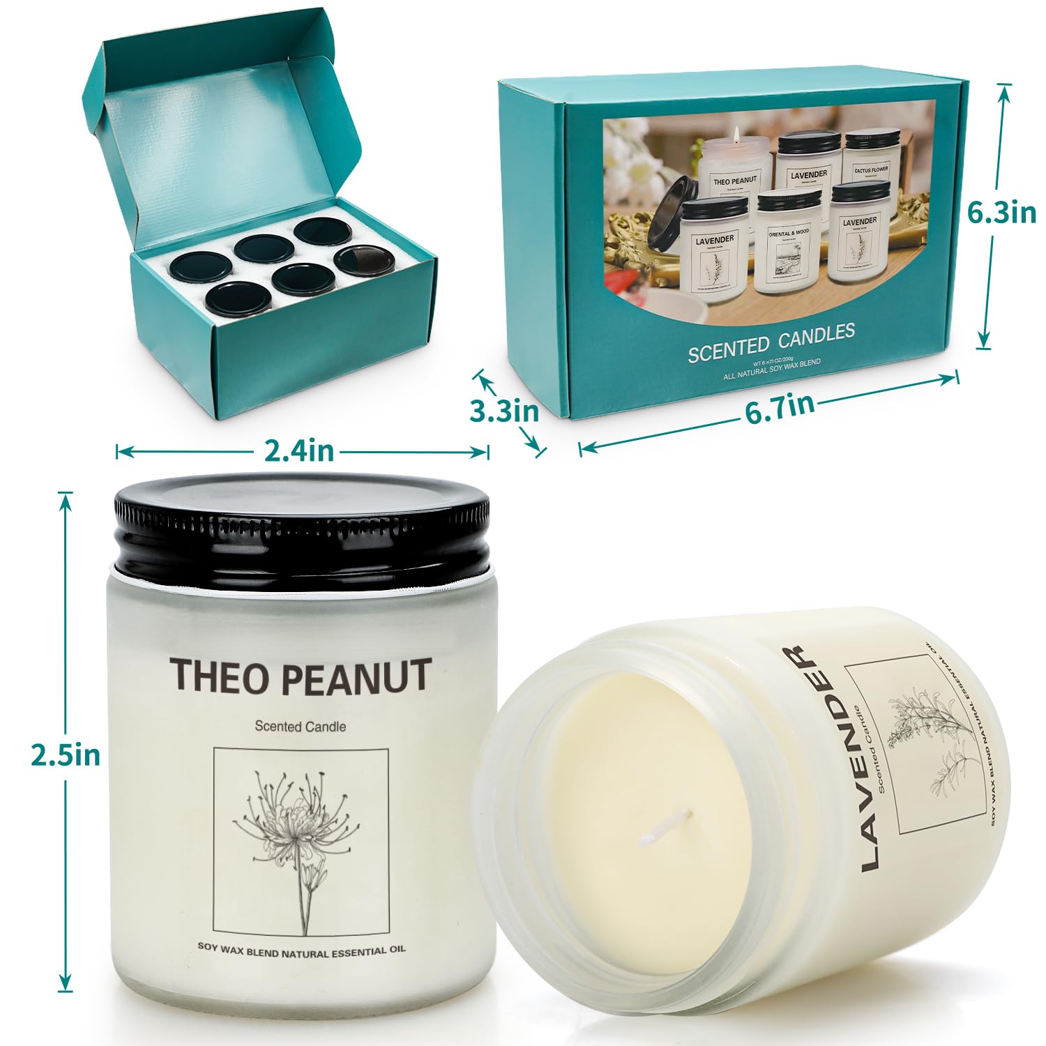 6 Pack Scented Candles, Aromatherapy Candles Gifts Set for Women, 42.6 oz 300 Hour Long Lasting YINUO LIGHT