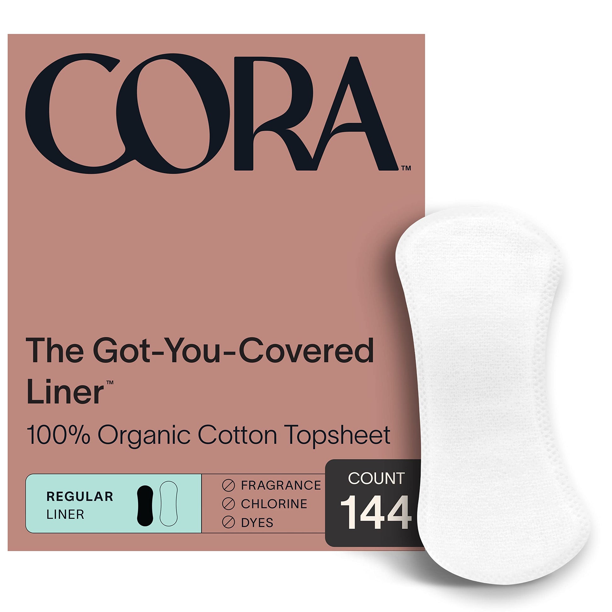 Cora Period Regular Liners | 100% Organic Cotton Topsheet | Ultra Thin, Quick Absorbency