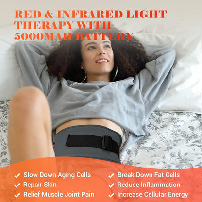 Comfytemp Red Light Therapy Belt, Cordless Infrared Red Light Therapy for Body Device, Wearable Red