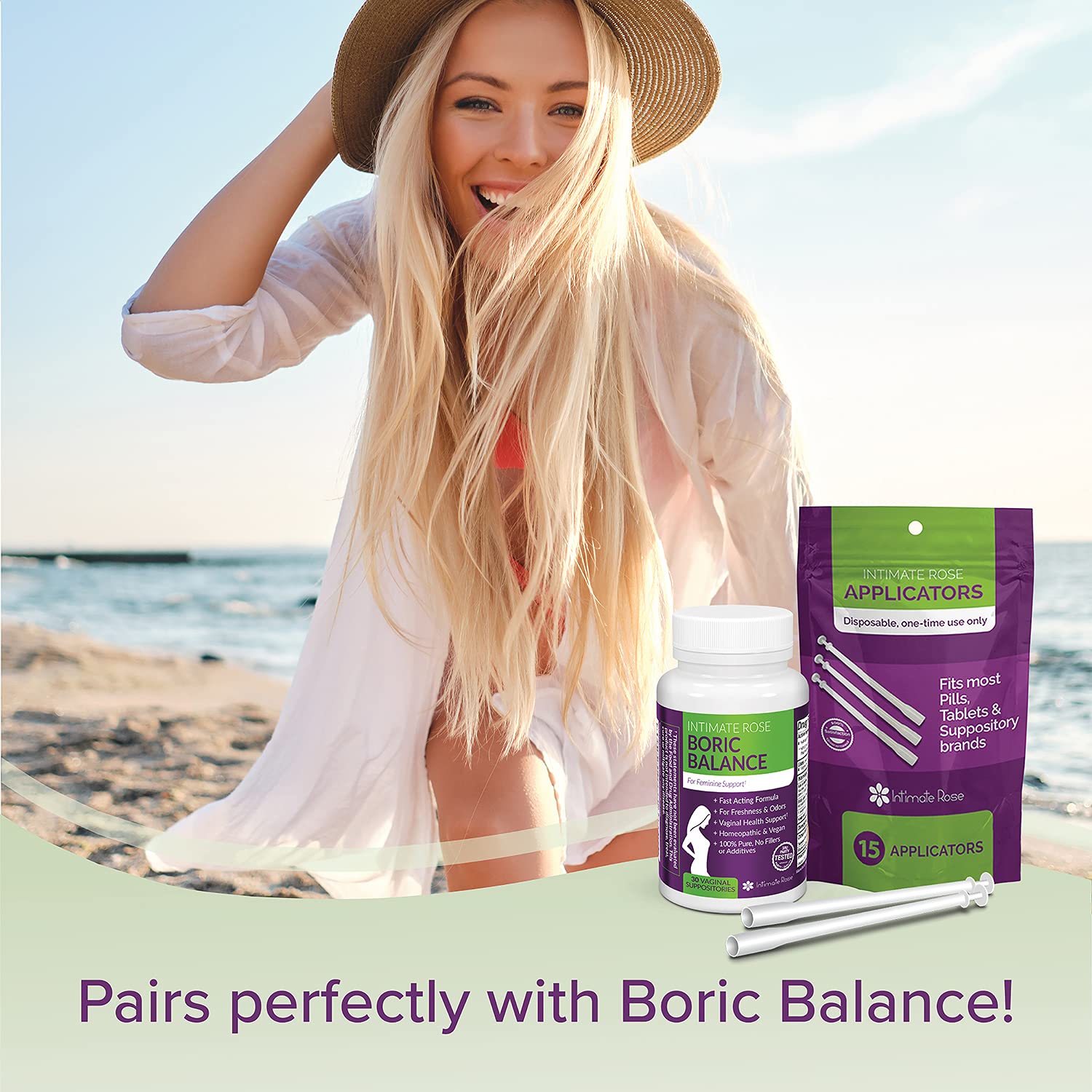 Intimate Rose 15 Count Vaginal Suppository Applicator - Fits Most Boric Acid Suppositories & Vaginal Intimate Rose