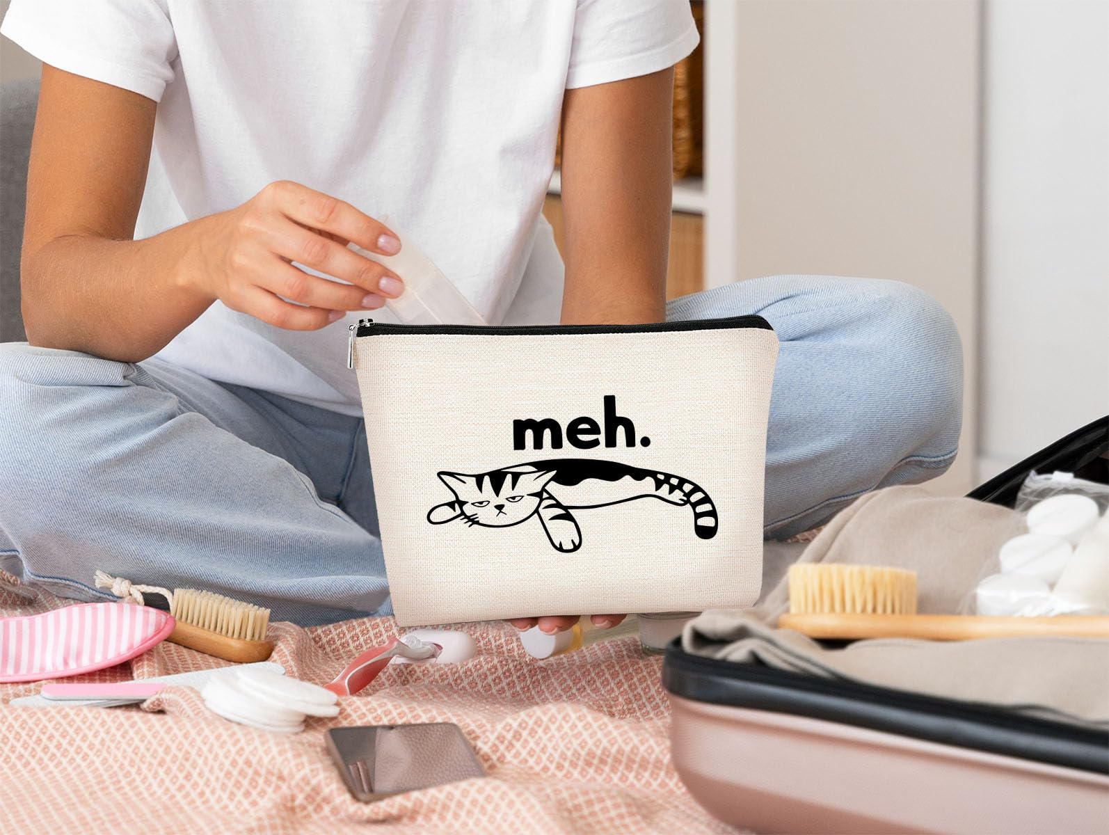 BARPERY Cat Gifts for Cat Lovers Cats Small Makeup Bag,Sanitary Napkin Storage Bag, Menstrual Cup BARPERY