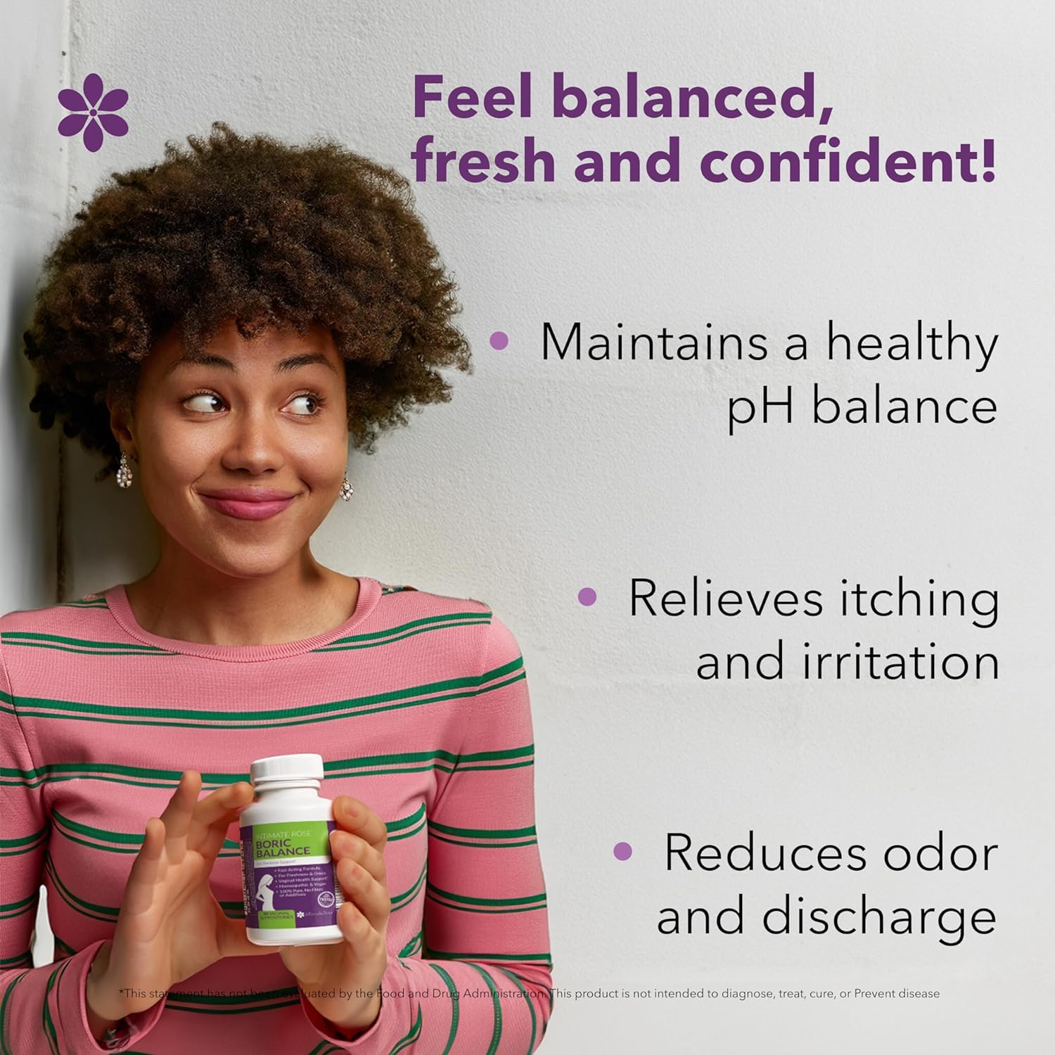 Intimate Rose Boric Acid Suppositories - Manages Odor - Promote pH Balance for Women Vaginal Intimate Rose