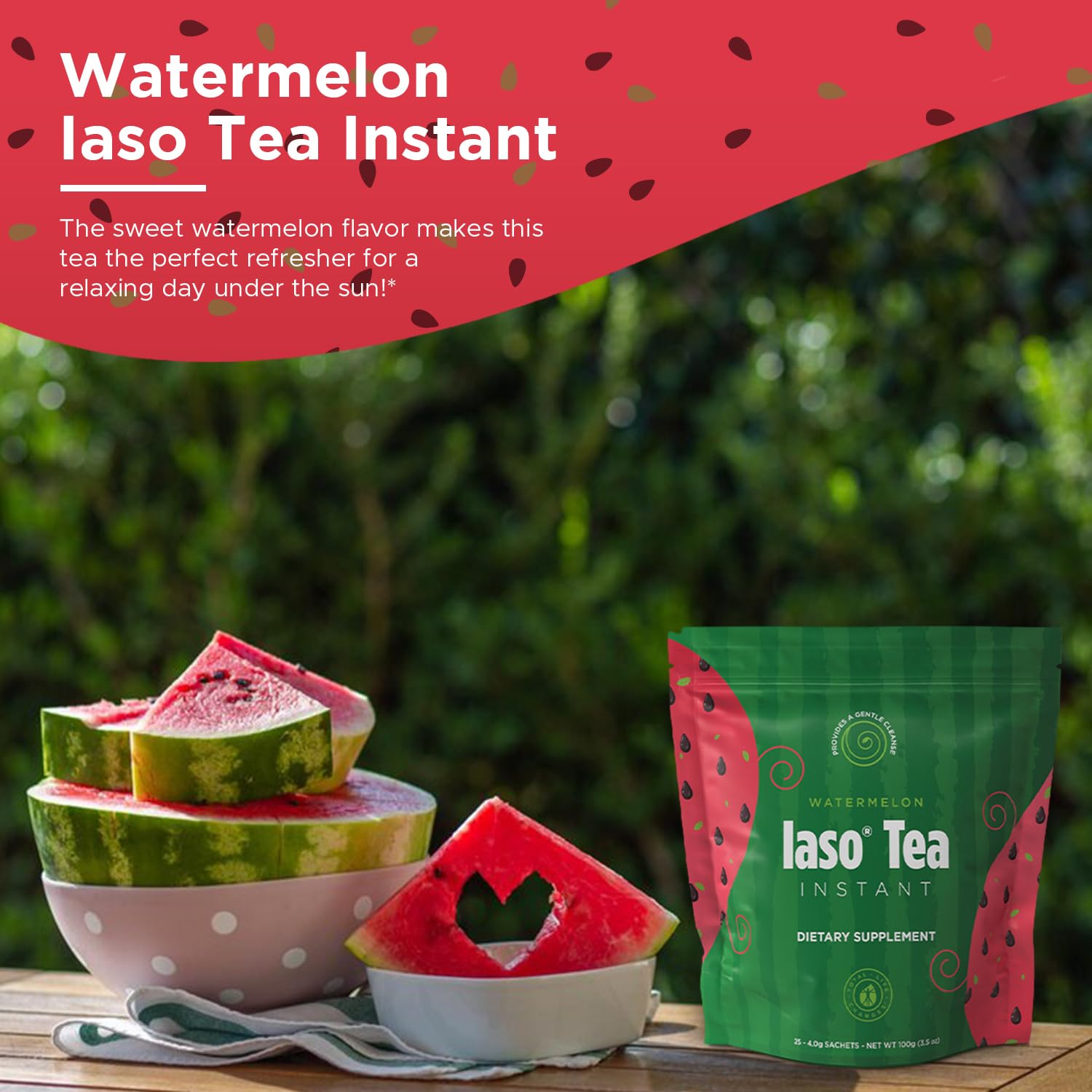 Iaso Instant Tea Watermelon Flavor - 4 grams (25 Sachets) Total Life Changes