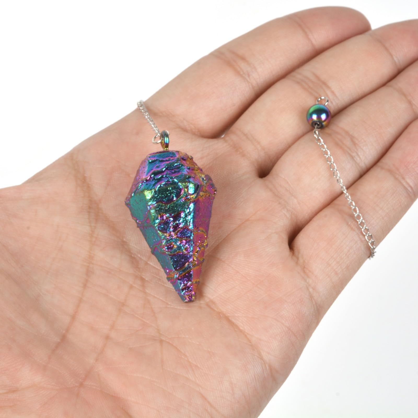 JUSTINSTONES Metallic Rainbow Coated Dragon Blood Fossil Gemstone Rock Crystal Hexagonal JUSTINSTONES