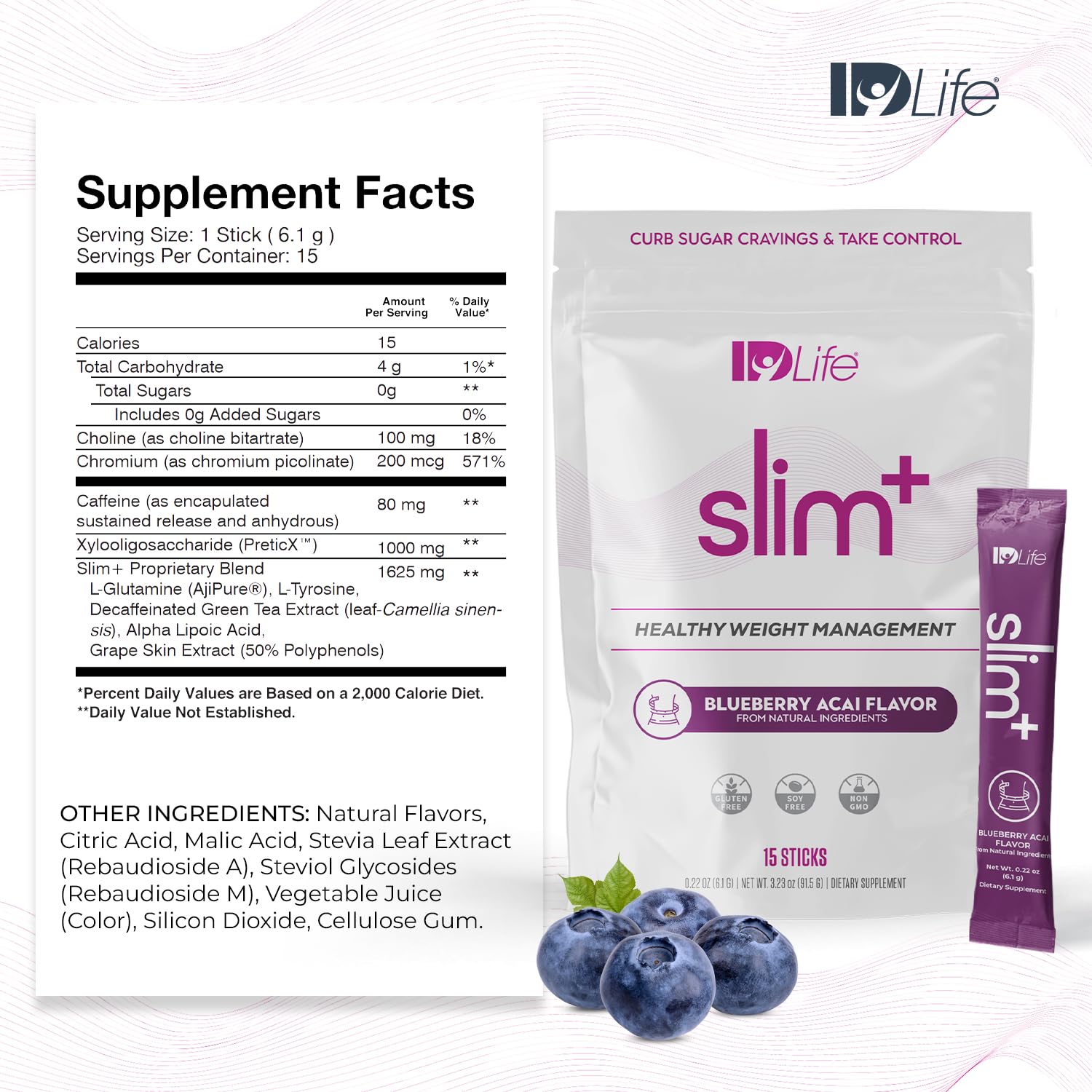 IDLife Slim+ - Weight Management Supplement - Easy to Prepare Delicious Blueberry Acai IDLife