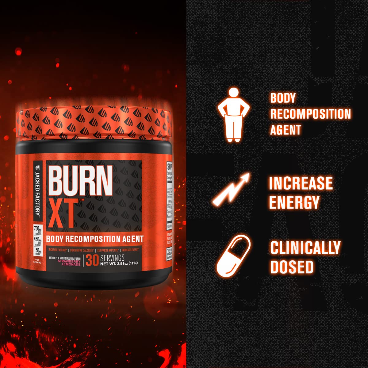 Jacked Factory Burn-XT Powder for Men & Women - Improve Focus & Increase Energy Jacked Factory