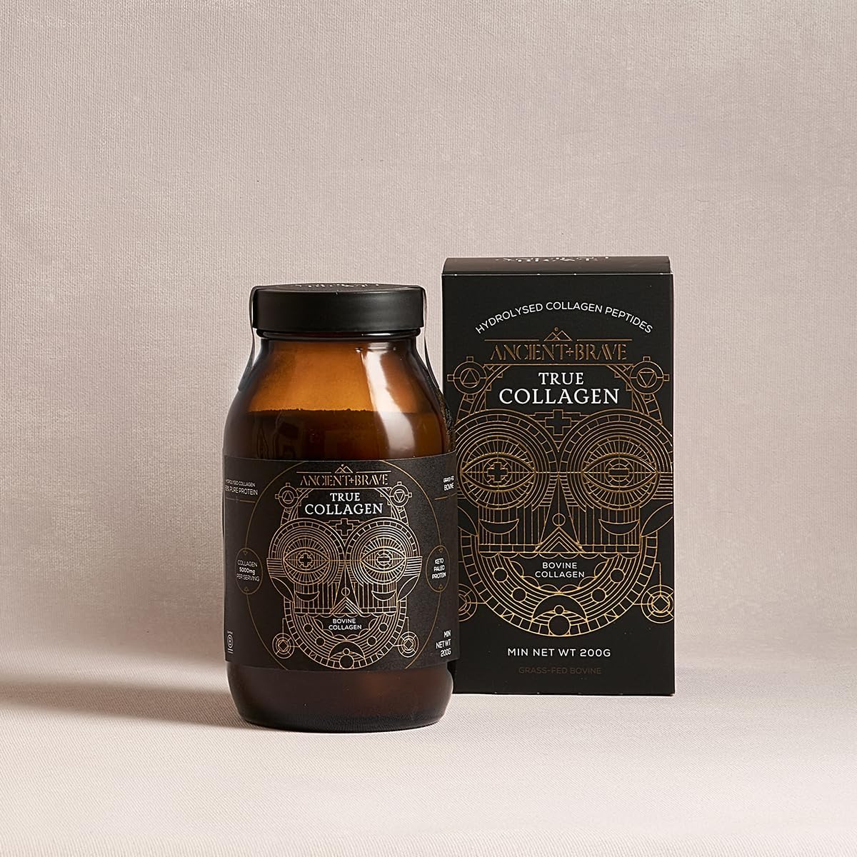 Ancient + Brave True Collagen 200g - Grass-Fed Bovine Collagen Powder - 100% Hydrolysed Collagen Peptides Ancient + Brave