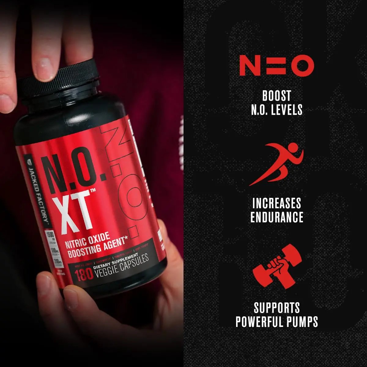 Jacked Factory Muscle Builder Supplement Stack - Build-XT Muscle Builder & N.O. XT Nitric Oxide Boosting Agent for Dual Muscle Building Support (60 Day Supply)