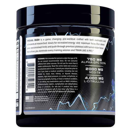 Cutler Nutrition High Stim Pre Workout Powder Prevail Rush Preworkout for Men & Women