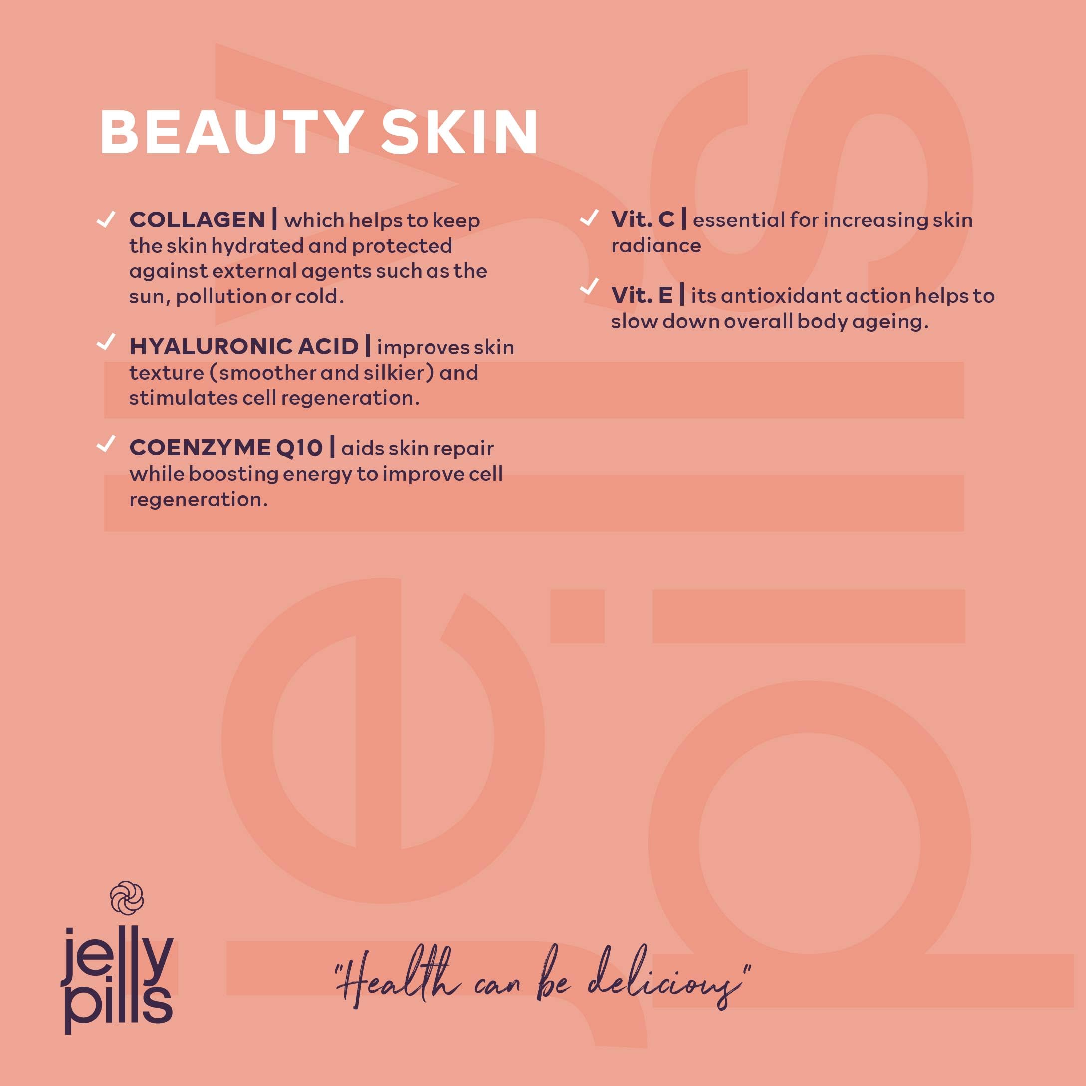 Jelly Pills® Hydrolyzed Collagen Gummies with Hyaluronic Acid and Coenzyme Q10 Jelly Pills
