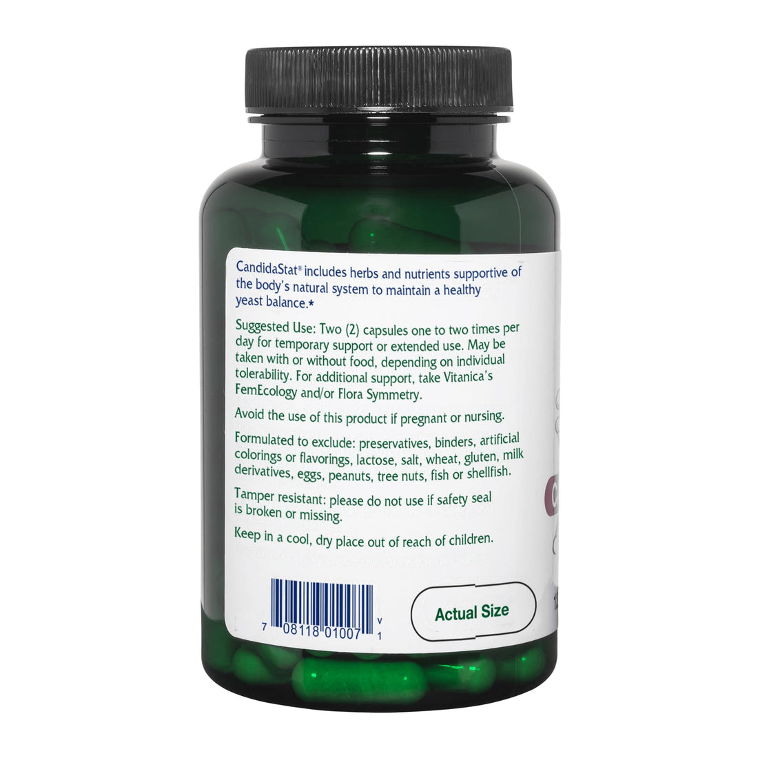 Vitanica Candidastat, Yeast Balance Supplement and Support, Vegan, 120 Capsules