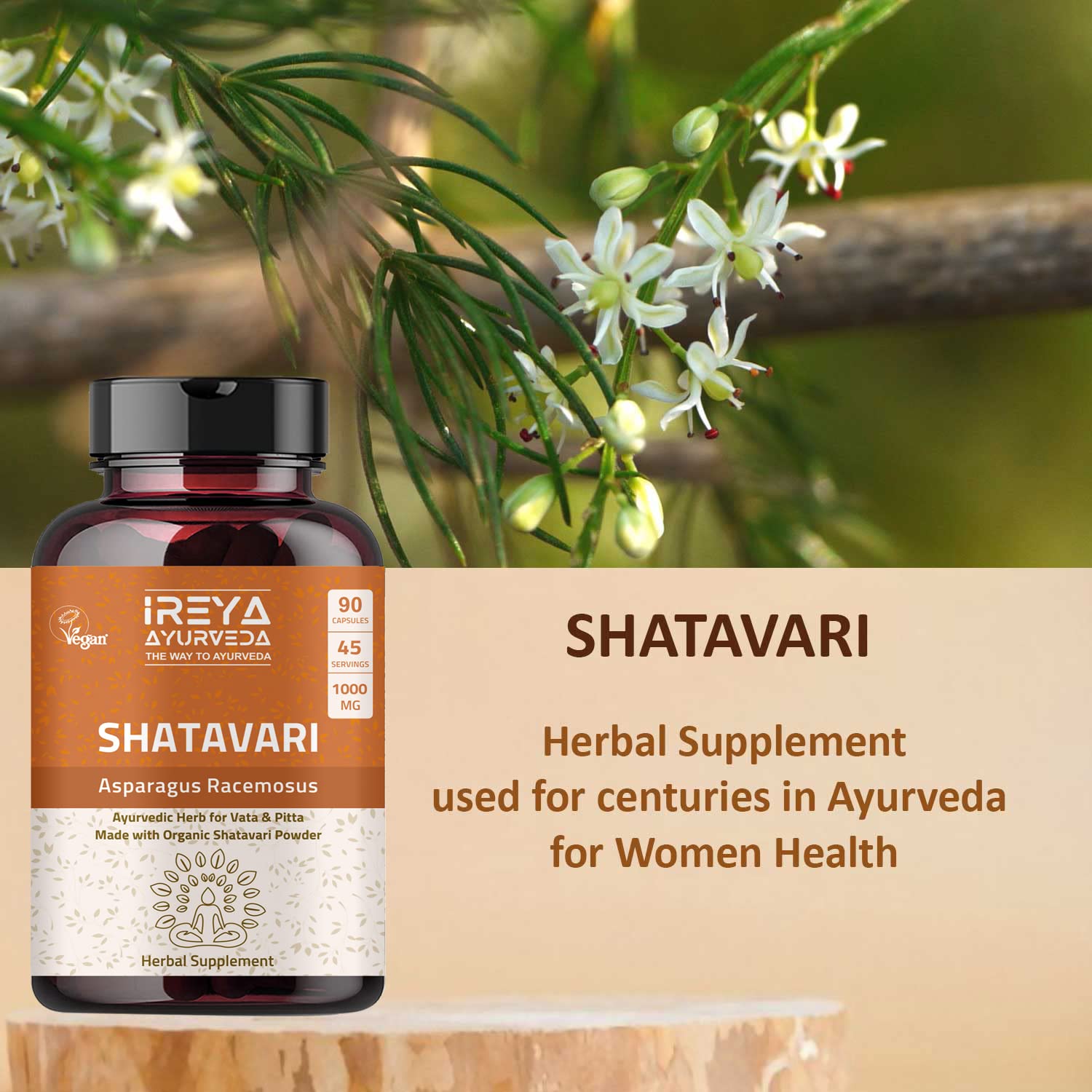 Ireya Ayurveda Shatavari Capsules (90 Capsjules) 1000 mg Organic Shatavari Capsules Lactation Ireya Ayurveda