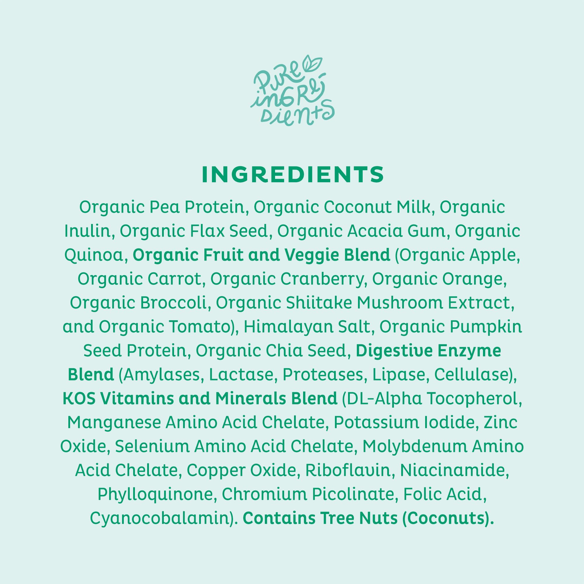 KOS Vegan Protein Powder, Unflavored & Unsweetened - Low Carb Pea Protein Blend KOS