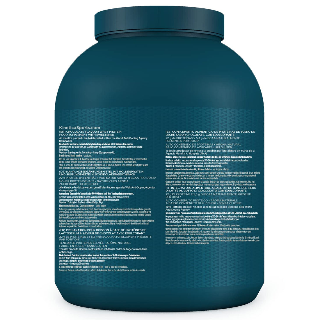 Kinetica Chocolate Whey Protein Powder | 2.27kg | 22g Protein per Serving | 76 Servings 