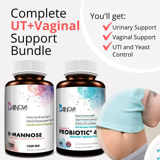 Dainova Nutrition D Mannose Capsules and Probiotics for Women Bundle I Urinary Tract