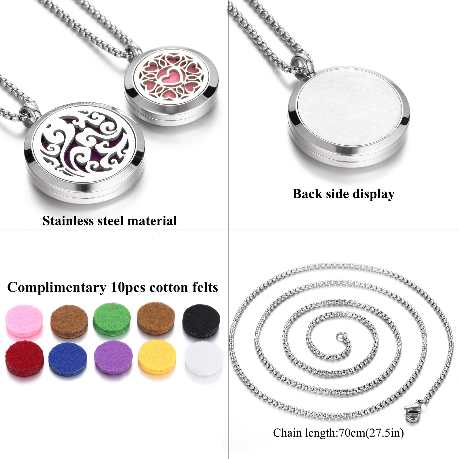 Aromatherapy Essential Oil Diffuser Necklace Tree of Life Cloud Design Stainless Steel Locket JEAN SMILE
