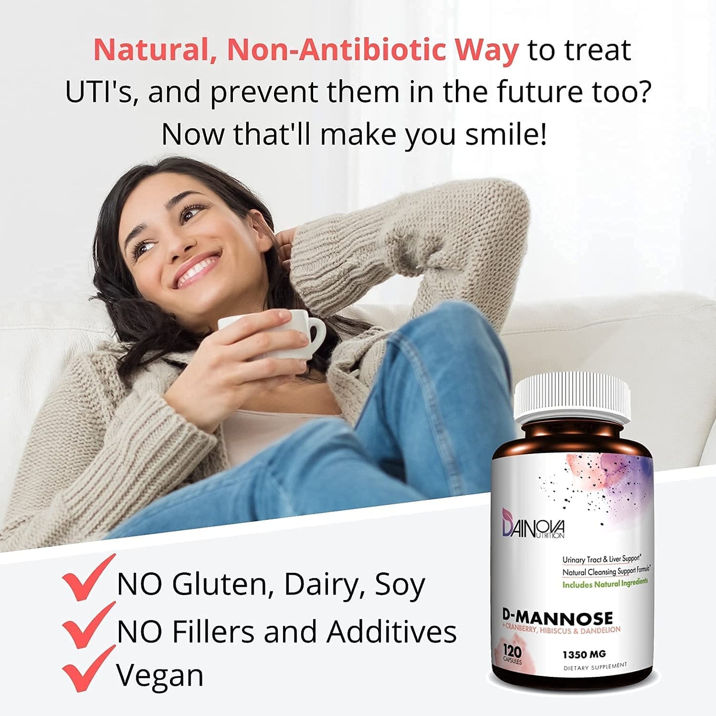 Dainova Nutrition D Mannose Capsules and Probiotics for Women Bundle I Urinary Tract